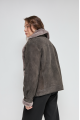 Women's dark gray suede sheepskin coat made of natural sheepskin in VINTAGE style